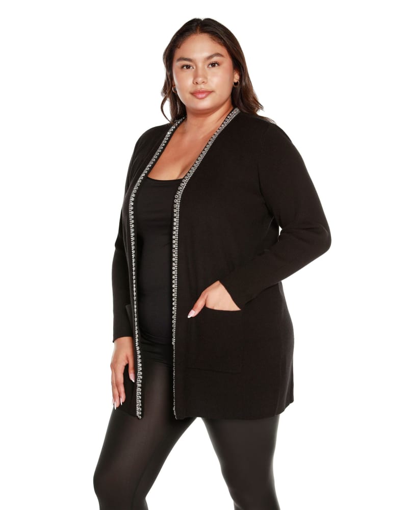 Plus size long black cardigan sweater sales